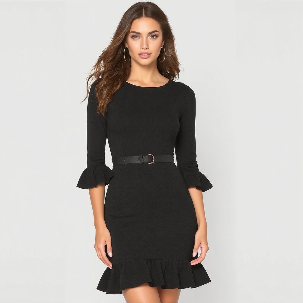 A-Line Mini Ruffle Dress Sewing Pattern:Evening Flounce Dress (US 2-30 & XS-4XL) (Digital Download)