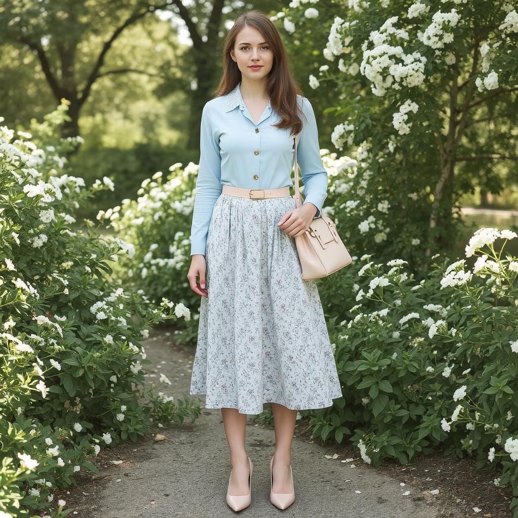 Cottagecore Midi Skirt Sewing Pattern:Half Circle Design (US 2-30) (PDF)