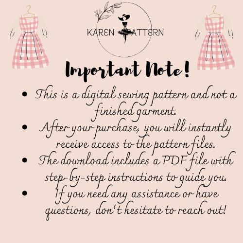 Square Neck Midi Dress Sewing Pattern, Easy Circle Dress (PDF)