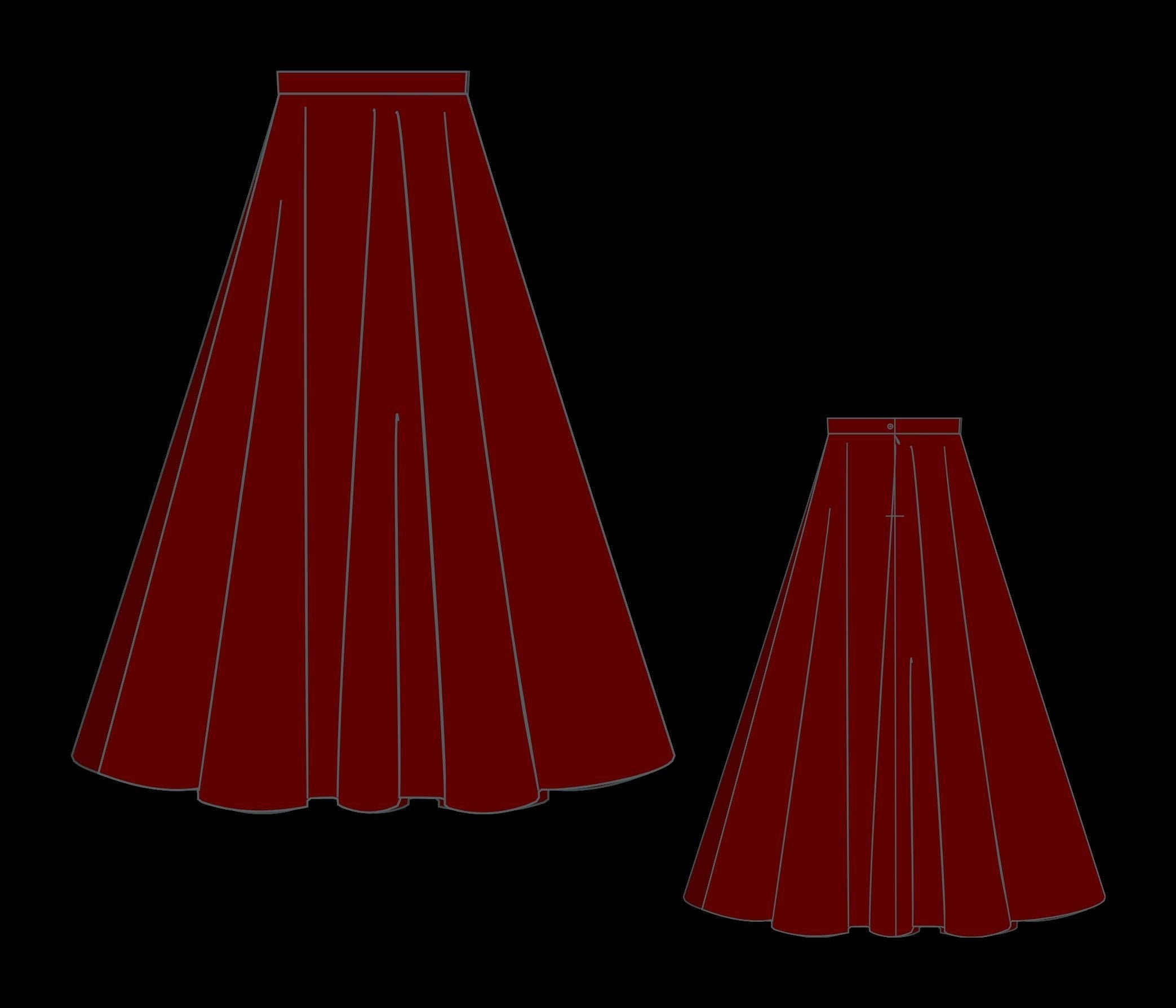 Cottagecore Maxi Skirt Sewing Pattern: Ladies US Size 2-30 (PDF Pattern, A0-A4 Included)