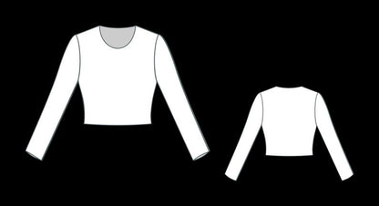 Simple Long Sleeve Crop Top Sewing Pattern:Fitted Knitwear (XS-4XL) (PDF Pattern)