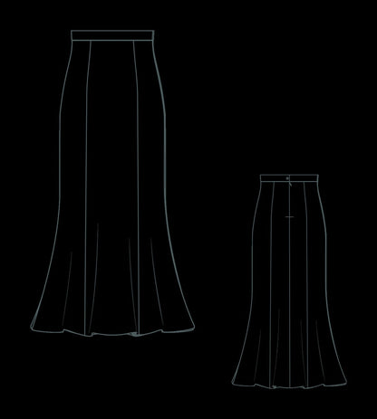 Satin Trumpet Maxi Skirt Sewing Pattern:Plus Size Elastic Waist (PDF Pattern)