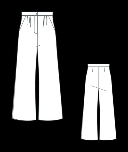 Linen Wide Leg Pants Sewing Pattern, Elastic Waist (PDF Pattern)