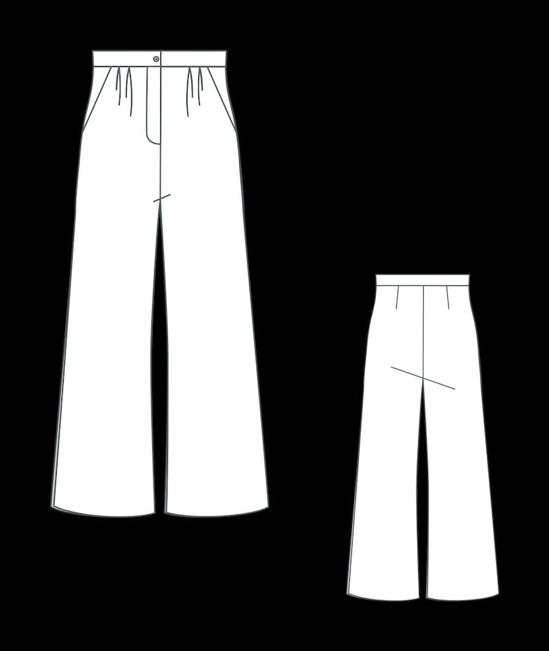 Linen Wide Leg Pants Sewing Pattern, Elastic Waist (PDF Pattern)