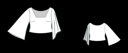 Boho Linen Bell Sleeve Crop Top Sewing Pattern (XS-4XL) (PDF)