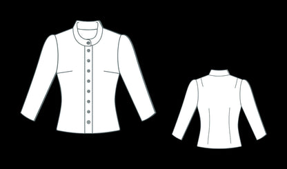 Vintage Mandarin Neck Shirt Sewing Pattern:US 2-30, XS-4XL (Digital Download)