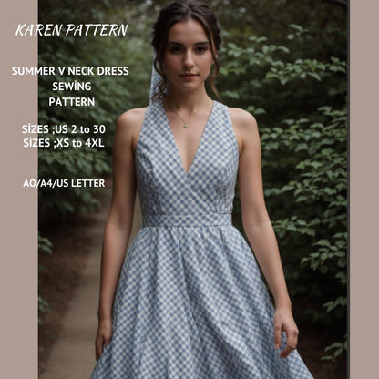 Plunging V-Neck Dress Sewing Pattern, Prom, Bridesmaid (PDF Pattern)