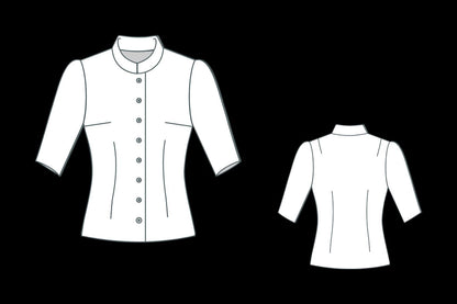 Retro Mandarin Neck Shirt Sewing Pattern: US 2-30, XS-4XL (PDF Pattern)