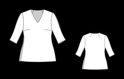 Vintage Linen V-Neck Blouse Sewing Pattern(XS-4XL) (PDF Pattern)