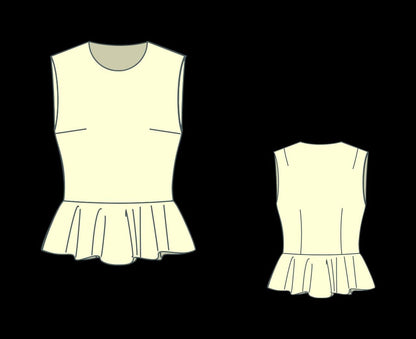 Peplum Ruffle Crop Top Sewing Pattern: Knitwear(XS-4XL) (PDF Pattern)