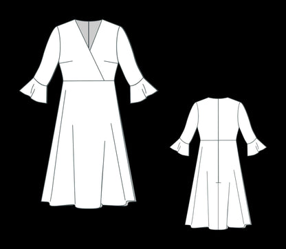 Linen Wrap Dress Sewing Pattern:Plus Size XS-4XL (PDF Pattern)