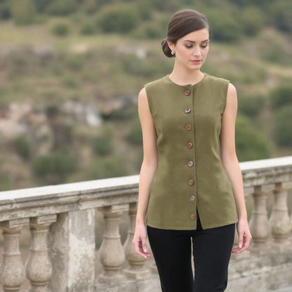 Vintage Women's Vest Sewing Pattern:Round Neck, Low Hig (PDF Pattern)